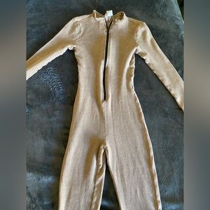 Tan Zipper Jumpsuit